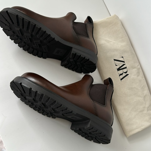 Zara Dark Brown Chelsea Style Ankle Boots - Picture 7 of 17